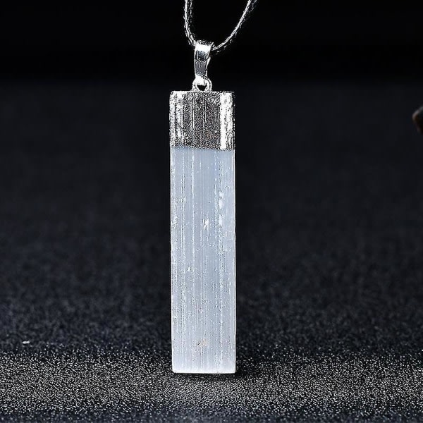 Naturlig Selenit Gips Hänge Halsband Mineral Exemplar Smycken Reiki Healing Kristall Energi Sten DIY Presenter Amulett