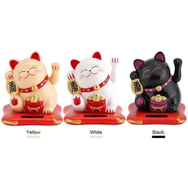 Lyckokatt - Maneki Neko solcellsdriven Winke Lucky Cat Solar Sweet Cat för skrivbordsdekoration Heminredning (Färg: Vit)