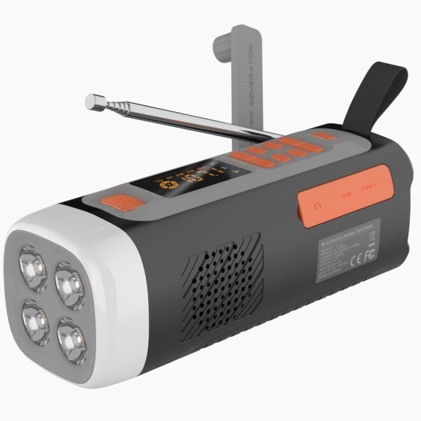 Nödradio, 4500mAh Bärbar Handvev Solcellsdriven AM FM SW Radio Utomhusradio Trådlös