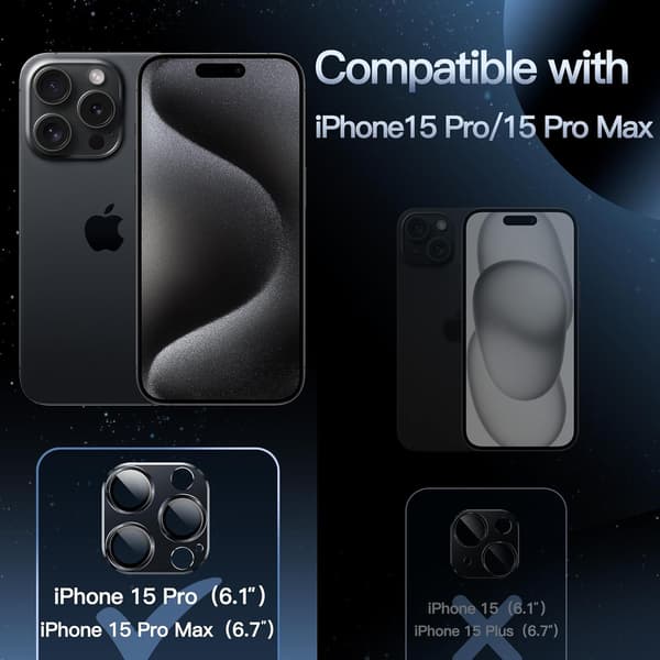 Kameralinsebeskyttelse til iPhone 15 Pro 6,1 tommer og iPhone 15 Pro