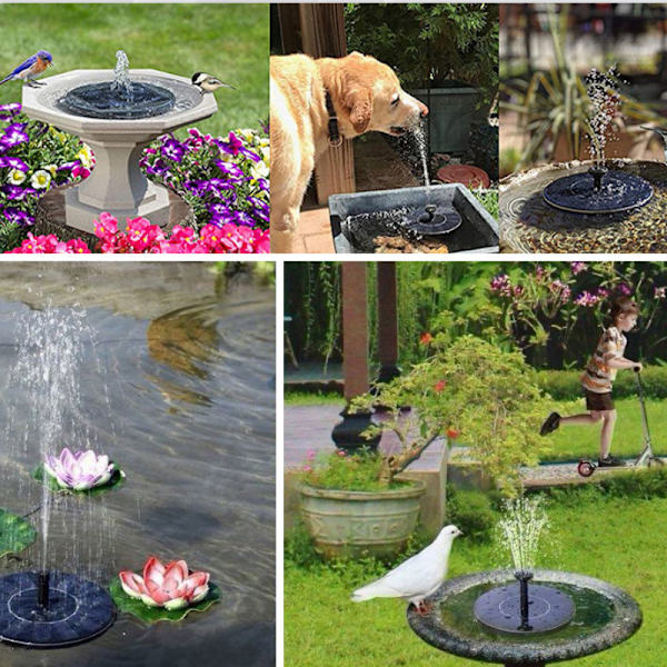 Vattenfontän solcellsdriven Svart 16cm