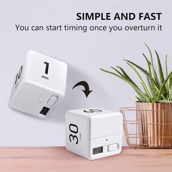 (15-20-30-60) Vit kubtimer, digital studietimer med LED-ljus