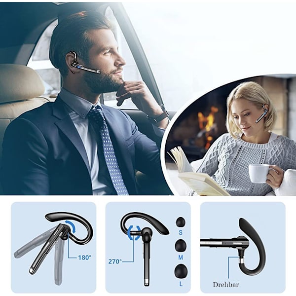 Bluetooth-headset med mikrofon, ett öra handsfree-headset -f