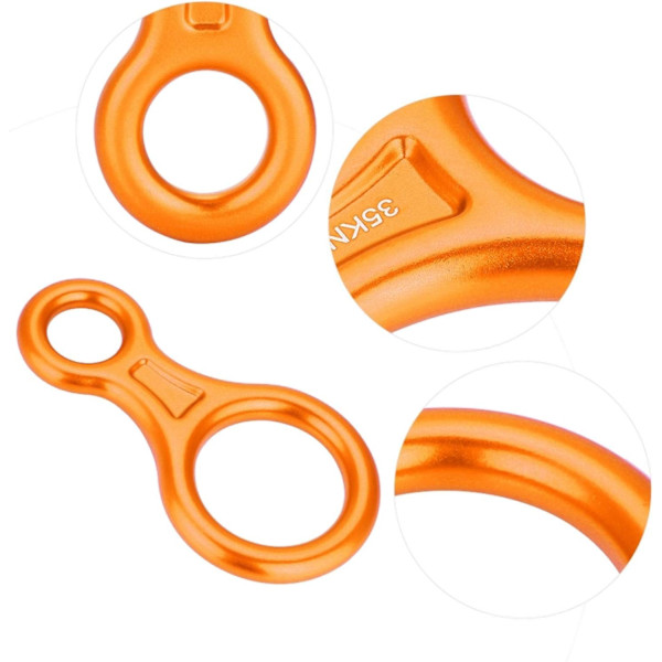Klätterrep-nedstigning, 35KN Figur 8 Ord Rep-nedstigning Rappelling Ring Klättring Räddningsutrustning Orange