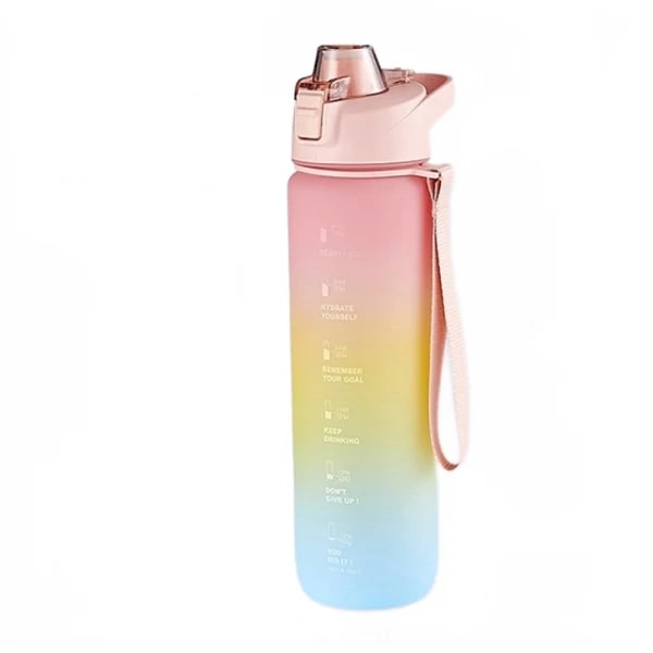 sportsvannflaske 1000 ml vannflaske utendørs frostet regnbuesportsvannkopp