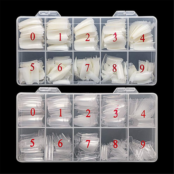 French Nail Tips Acrylic Flake Nails Half Cover 1000PCS Artificial False Nails Half Tips & Box for DIY Nail Art