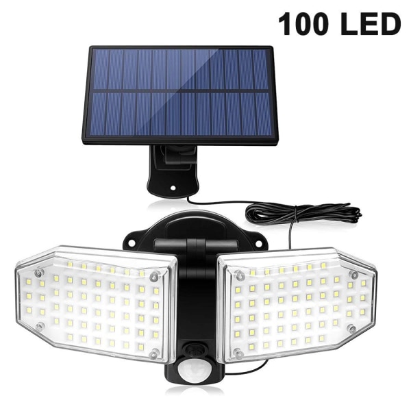Utendørs solcellelamper 20W, 100 LED solcellelys med bevegelsesdetektor