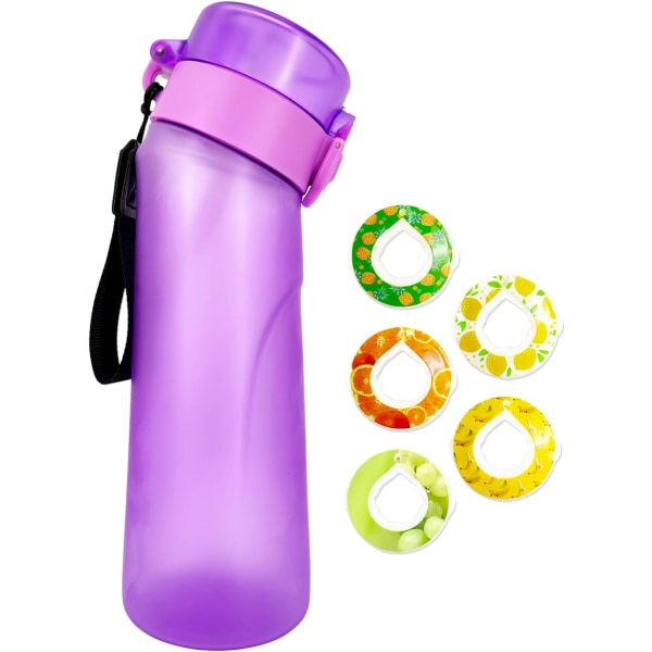 Air Water Up Bottle, 750 ml duftvandsflaske med Air Water Flavor Pod, Lækagesikker Sports Water Cup 5Pods+0.75 Liters New Purple
