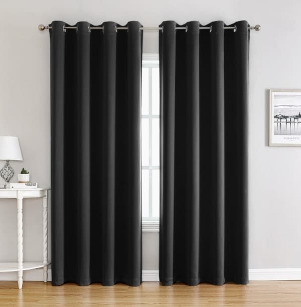 Mørkleggingsgardiner med ringer Termisk isolerende enkeltpanel for soverom og kontor 100x250 cm