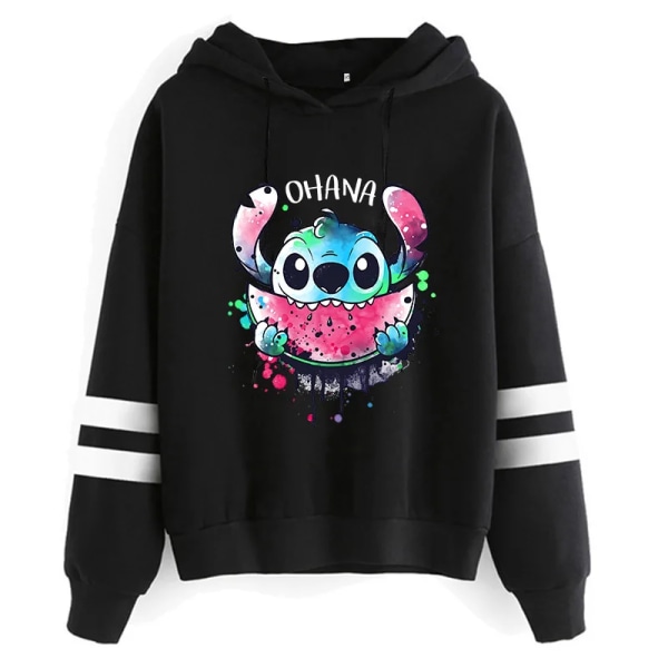 Y2k Cartoon Lilo og Stitch Morsomme hettegensere Kvinner Harajuku Søt Stitch Anime Genser Manga Streetwear Hoody Kvinne Barn black59006 black59006 XXL