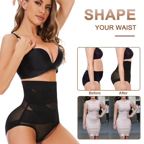 Højtaljede Tummy Control Trusser, Højtaljede Shapewear til Kvinder Tummy Control, Komfortable Body Shaper Trusser, L, Sort Sort black L