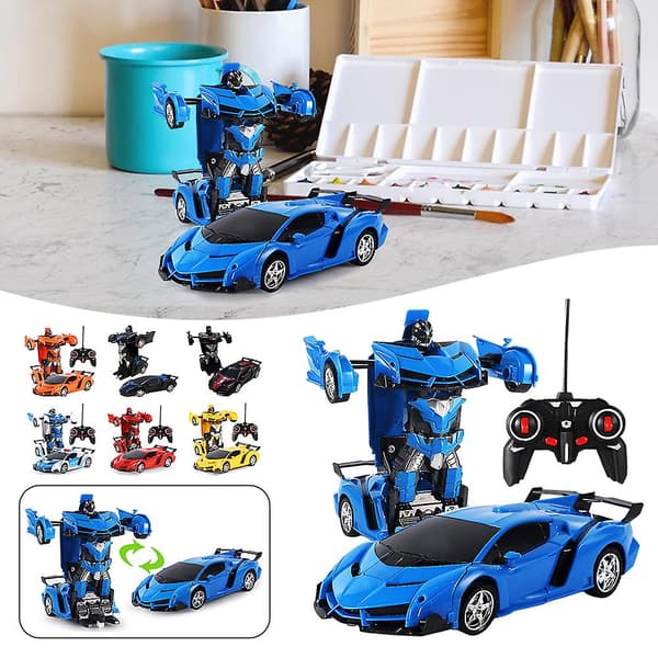 Bil Robot Transformer Leksak med Fjärrkontroll Anti-Fall Pussel Billeksak Gåva för Barnens Dag Db{AZC} Red