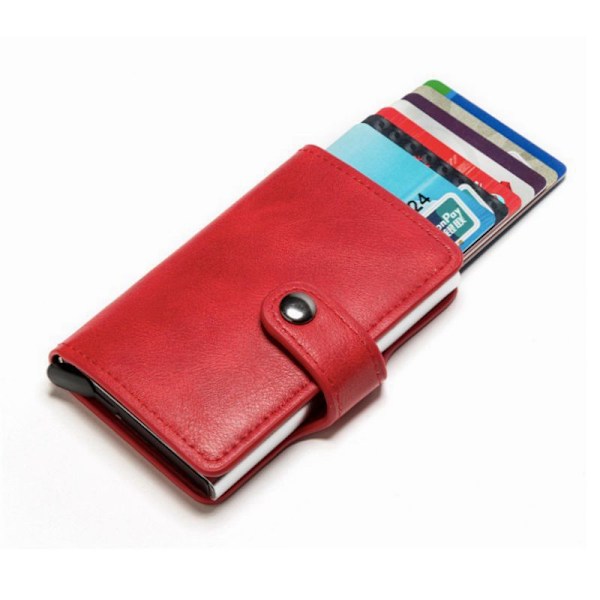 POP UP lommebok med RFID-NFC blokkering kortlomme etui lommebok Cass Snap Button Red