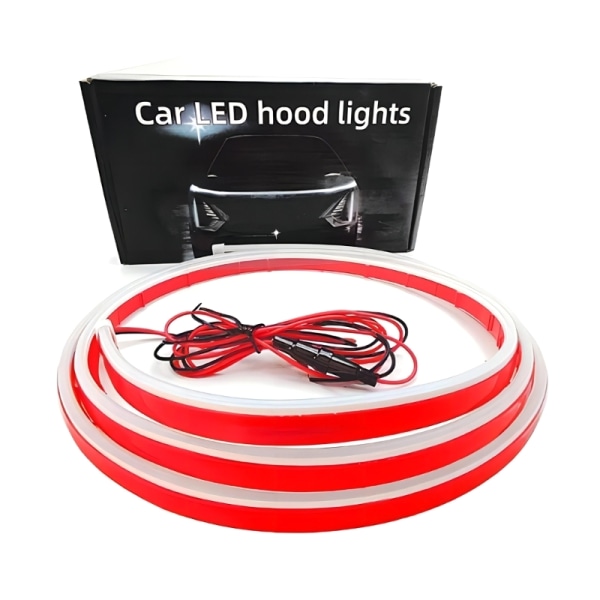 Billampestriper for bil, dynamiske LED-billys, utvendige fleksible lysstriper for dagslys dekorative LED-striper rødt lys Red light 2.2 meters