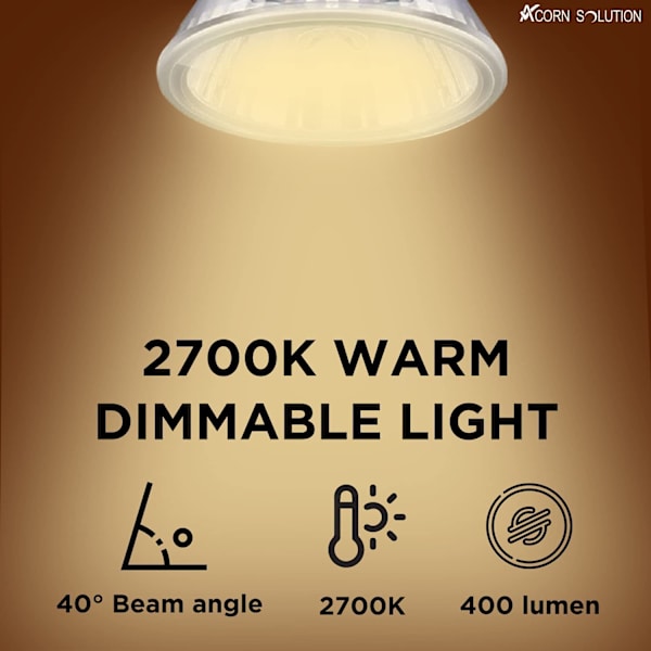 8 kpl halogeenivalaisimia Gu5.3 Mr16 himmennettävä - lämmin valkoinen 2800k, 400 lumenia, 12V 50W