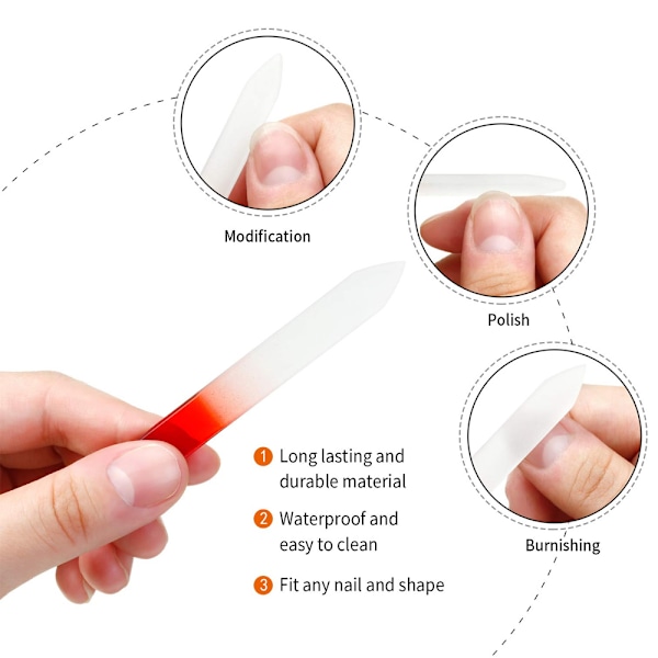 6 st Glas Nagelfil Manikyr Nagel Vård Fingernagelfil Nagelverktyg Polerande Nagelfil för Naturliga Naglar