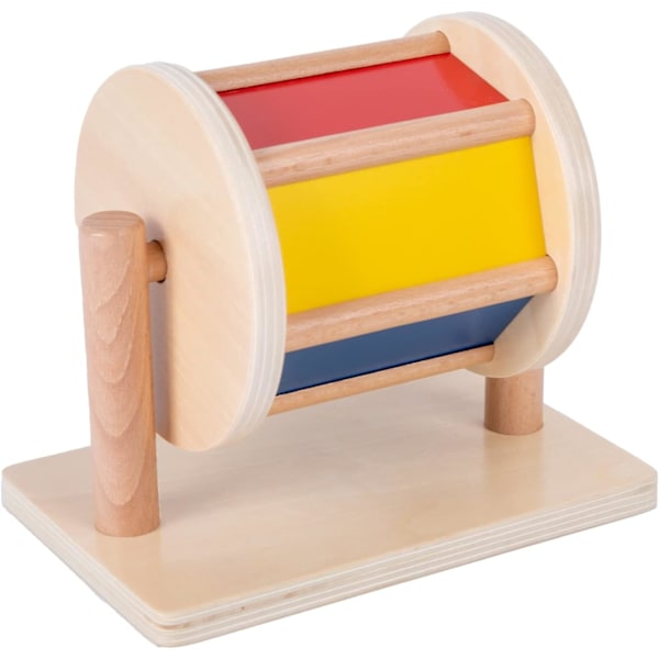 Montessori Baby Toys Play Kit Montessori Mirror Peekaboo Knob Puzzle, Medium Spinning Drum och Rainbow Fabric Ball Kit Toys för 6-12 månader gamla småbarn