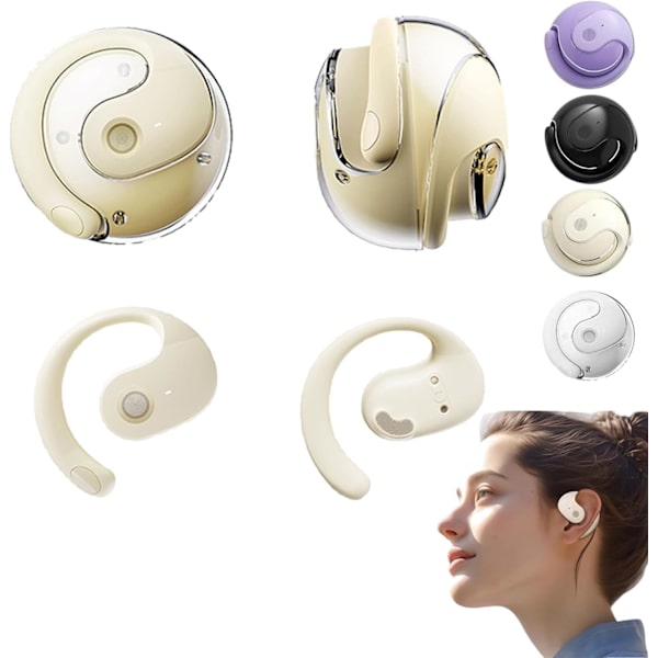 Caduola 2024 Ny Opgraderet Åben 3D Stereo Øre-krog Bluetooth Lille Kokosnød Bold Bluetooth Headset (gul) yellow