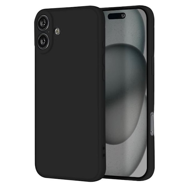 Omslag för iPhone 16 Plus Silikon Matt Finish Mjuk Touch Svart Black