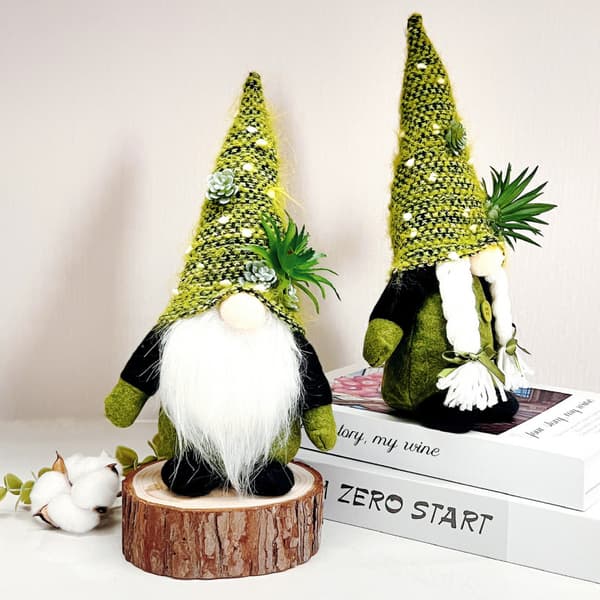 Ny stickad saftig ansiktslös docka figur jul tomte dvärg plyschleksak (Brown Beard)
