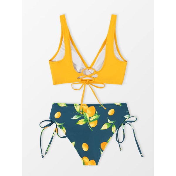 Kvinnors Set Twist Front Tie Side Bikini Badkläder Tvådelad Baddräkt Badkläder(M)