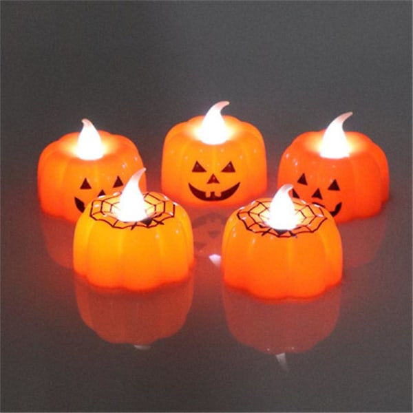 10 stk Halloween Led-stearinlys Gresskarlamper Sett For Halloween-dekorasjon