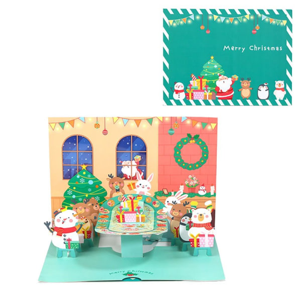 3D julekort hilsen pop-up postkort 3 3 3 3