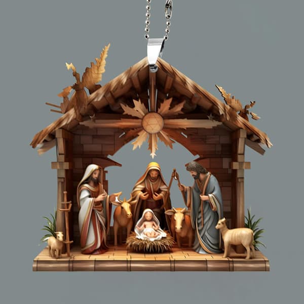 Julkrubbahänge, julgransdekoration | Julkrubba Julkrubba Ornament, 3D Akryl Julkrubba Julkrubba Ornament D