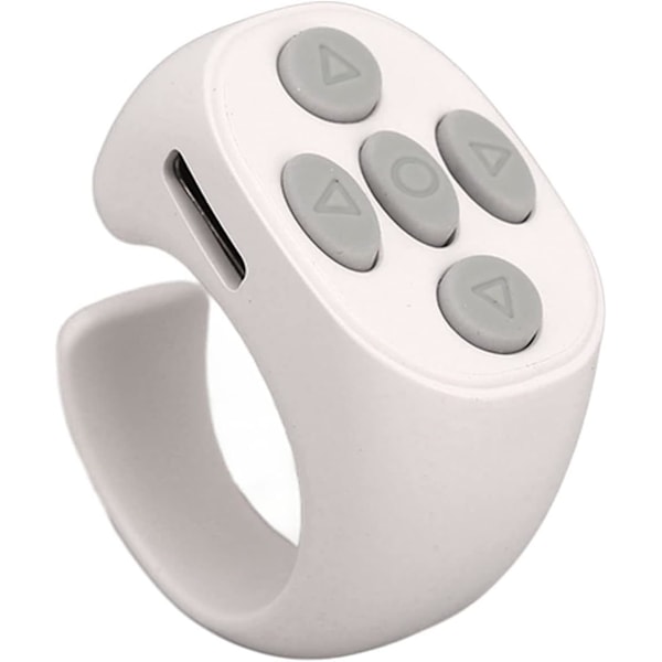 Bluetooth-fjärrkontroll för sidvändning, trådlös rullfjärrkontroll, laddningsbar, ringdesign Bluetooth-fjärrkontroll White