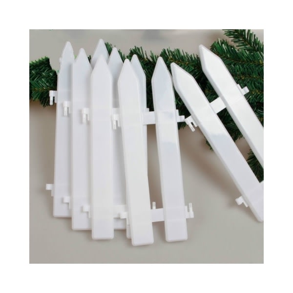 10 stk Hvid plast juledekoration træhegn