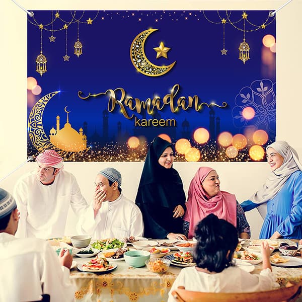 Ramadan-dekorasjoner Eid Mubarak bakgrunnsduk for hjemmefestdekorasjoner A