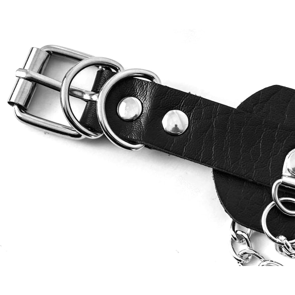 Gotisk Choker Spike Rivet med 3 Lags Kæde Justerbar Punk PU Læder Halskæder Krave