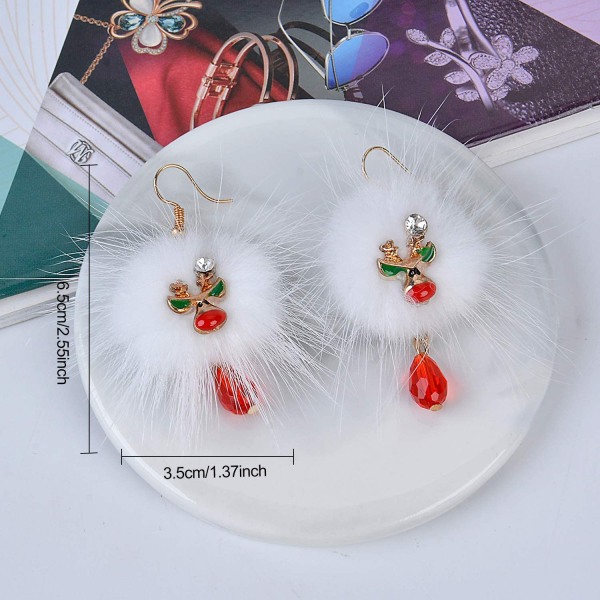 Christmas Earrings,Girls Cute Dangle Novelty Santa Reindeer Pom