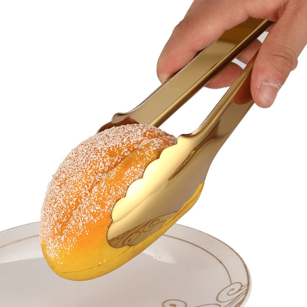 Gylne rustfrie ståltenger, varmebestandig ergonomisk design for grilling og matlaging