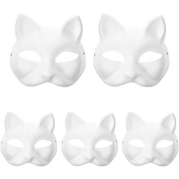 DIY Anime Pulp Japanese Mask Halvt ansikt Håndmalt Cat Fox Mask Anime Masquerade Halloween Festival Cosplay Prop
