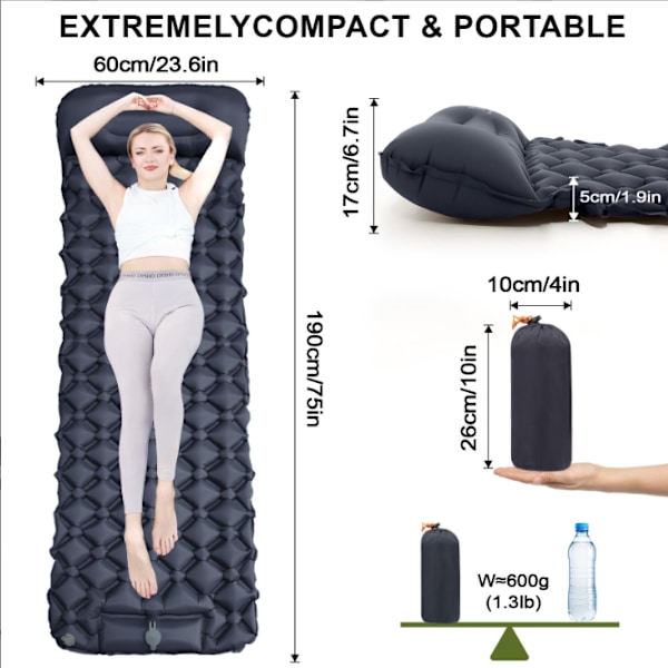 Itsestään täyttyvä retkipatja: Paksu kevyt yhden hengen retkipatja puhallettava ja kiinnitettävä kahden hengen retkipatja ja kompakti Inflatable_xx Peacock Basket