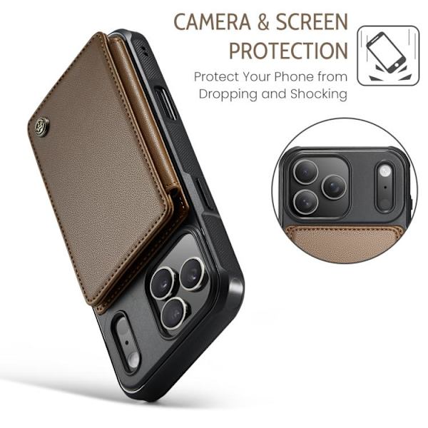 iPhone 17 Pro Max Case with Card Holder & RFID Protection Brun