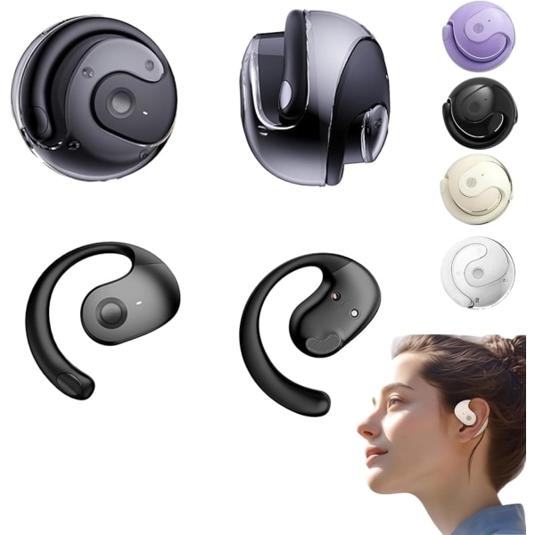 Caduola 2024 Uppgraderad Öppen 3D Stereo Öronkrok Bluetooth Liten Kokosnöt Bluetooth Headset (svart) black