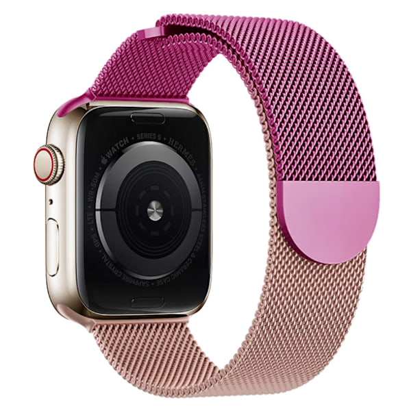 Milanese Metallarmband med Magnet Passar Apple Watch Band iWatch Serie 9 3 6 5 SE 7 8 Ultra 2 Lila Roséguld Purple Rose Pink 38mm/40mm/41mm