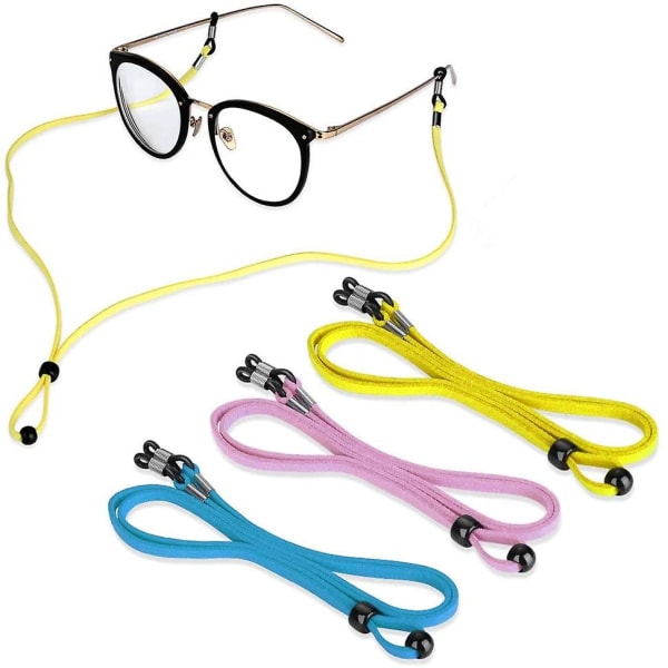 3 stk Flerfarget klassisk pu skinn justerbare briller Solbriller Hodebånd Brillekjede Snorbrillestropp