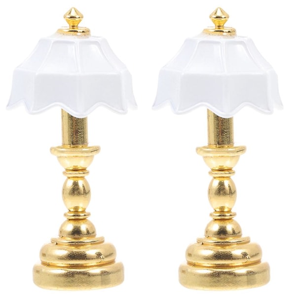 2 kpl Mini yöpöytälamppu Ornamentti Metalli Mini Light Decor Malli Mini House Decor (4X2CM, Kultainen)