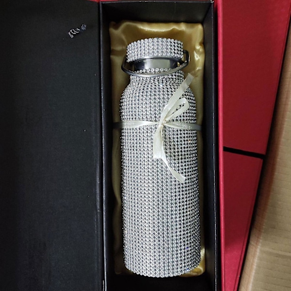 Timanttinen vesipullo Bling Rhinestone Ruostumaton teräs Termospullo Ketjulla Naisille Tytöille Lahja - Jxlgv rainbow1