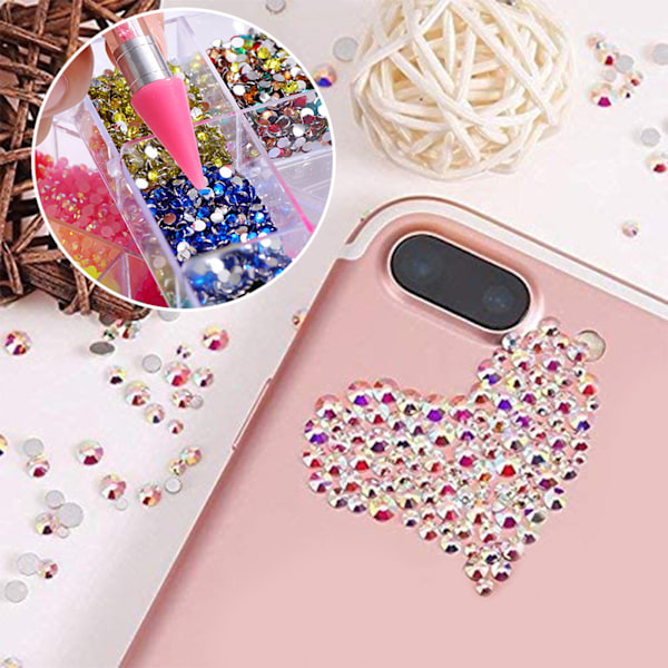 Nagelkonst Strass Kit med lim Strass Flatback AB Kristall Nagelkonst Set Strass Nagelstenar iriserande 7 0.34