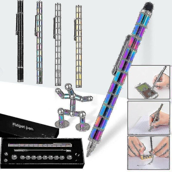 Modulaarinen Magnetic Magic Fidget Pen Diy Design Neutraali Hauska Polar W/box lahjaksi - musta
