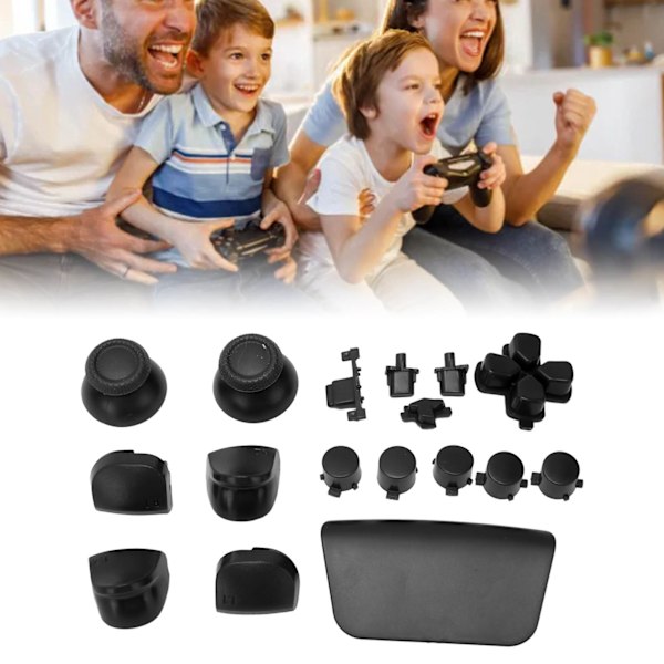 16 stk. Spilknap til PS5-controller, udskiftningsknapper til tommelfinger og aftrækker til PS5-controller Black