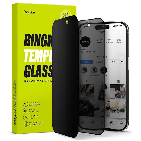 Ringke iPhone 15 Pro Max Skærmbeskytter Hærdet Glas Privatliv