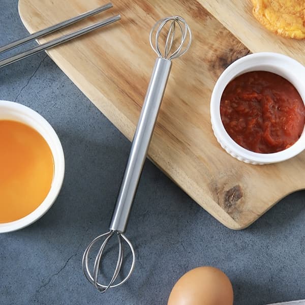 Målespatel i rustfritt stål, dobbelthodet visp, mini eggvisp, solid smørmykningsverktøy