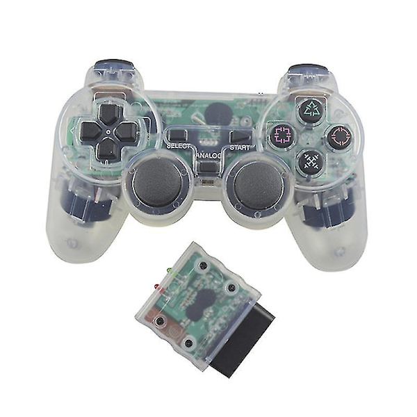 Läpinäkyvä värillinen peliohjain Sony PS2:lle Langaton peliohjain 2.4ghz Värinäohjain Peliohjain Playstation 2:lle