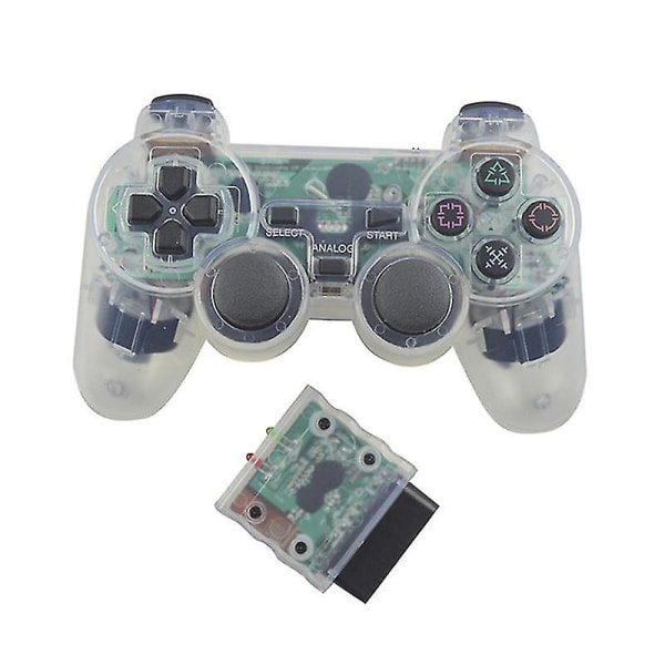 Transparent färgspelkontroll för Sony PS2 trådlös spelkontroll 2,4ghz vibrationskontroll för Playstation 2