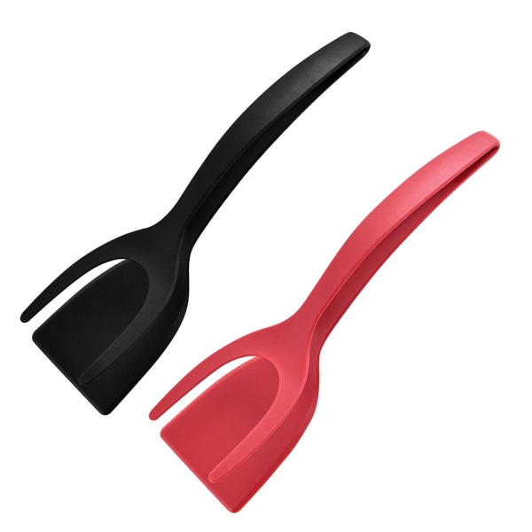 Tyuhe 2 stk spateltang non-stick silikonespatel varmebestandig multifunktionel køkkentang Værktøj til hjemmet Black Red